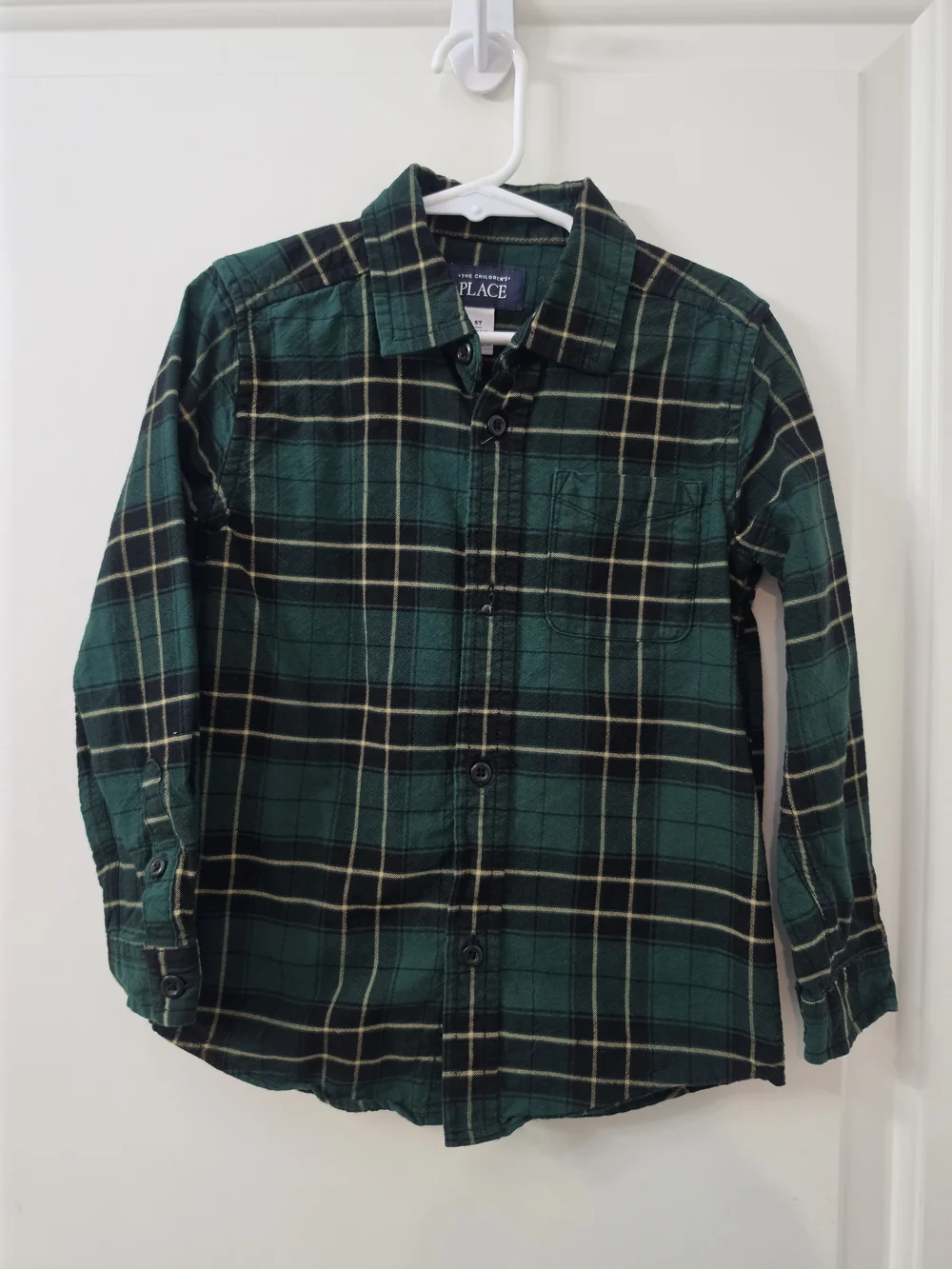 The Children's Place Dark Green & Black Plaid Button-Up Shirt